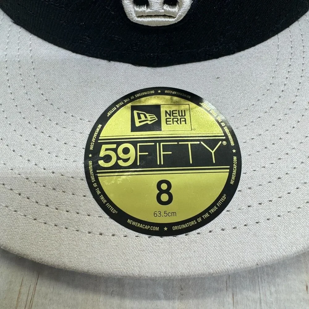 NEW Chicago Bulls New Era 59Fifty Fitted Hat Cap Etch Two Tone Black Gray Sz 8